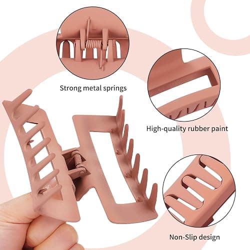 Sisiaipu 4 Inch Big Hair Claw Clips 6 Pcs Large Claw for Thick Hair Square Hair Clips for Women Rectangle Hair Clips Nonslip Acrylic Banana Jaw Clips Hair Accessories for Girls (Coffee) thumbnail 4