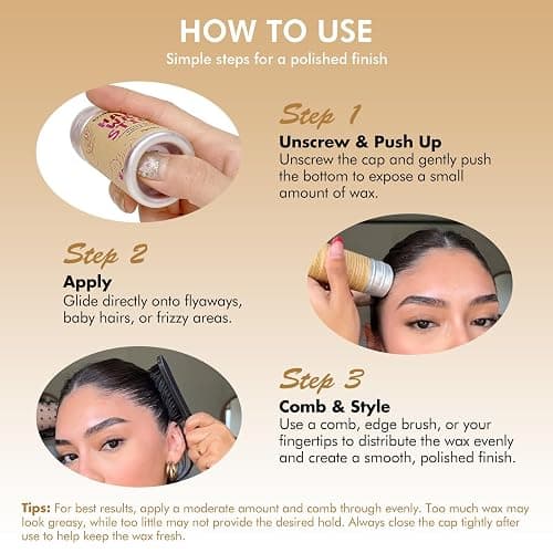 Dolahair Hair Wax Stick - Flyaway Control Styling Pomade for Kids, Women | Slick Back Hair Bun Maker and Hair Accessorie for Teen Girls (1 Pack of Wax) thumbnail 6