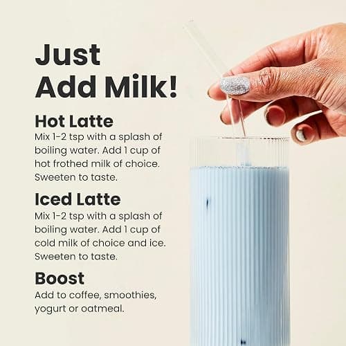 Blume Blue Lavender Superfood Latte Powder – Organic Lavender Tea Powder, Blue Spirulina, Blue Butterfly Pea Flower Tea, Chamomile, Coconut Milk - Caffeine Free, Vegan, 1g Sugar - 25 Servings thumbnail 5