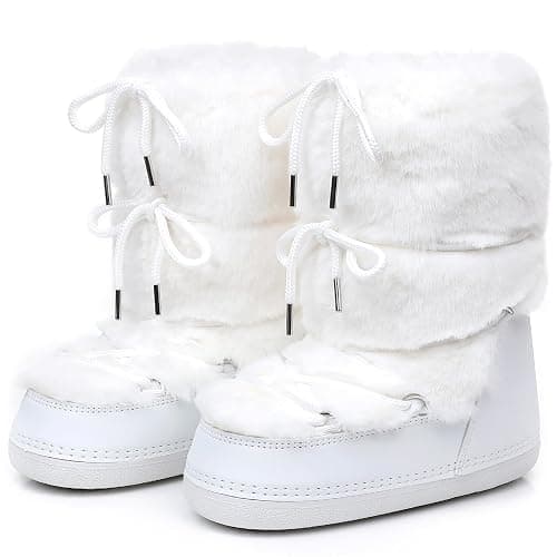 Faux Fur Boots for Women Fuzzy Fluffy Furry Water Resistant Snow Boots | Anti-Slip,Fur Lined, Warm Comfy Cozy,Rubber Sole,Black,White,Pink,Beige,Lace-up,Winter Snowy,Outdoor Adventure,Skiing - Image 1
