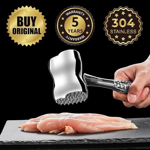 Gourmet Easy Meat Tenderizer Tool Love Heart Design, Lifetime Replacement | Dual-Sided Heavy-Duty Meat Mallet Tenderizer for Steak, Chicken & Poultry. Dishwasher Safe, Lifetime Replacement thumbnail 3