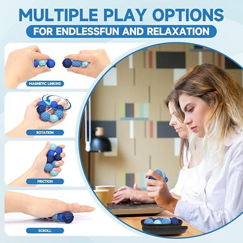 Magnetic Sensory Balls Fidget Toys for Adults&Teens, Stress Relief Silicone Sensory Toys for Autism ADHD Anxiety,Fun Textures Gadgets,Office Desk Toy,Easter Stocking Stuffers for Women Men Teen Gift thumbnail 6