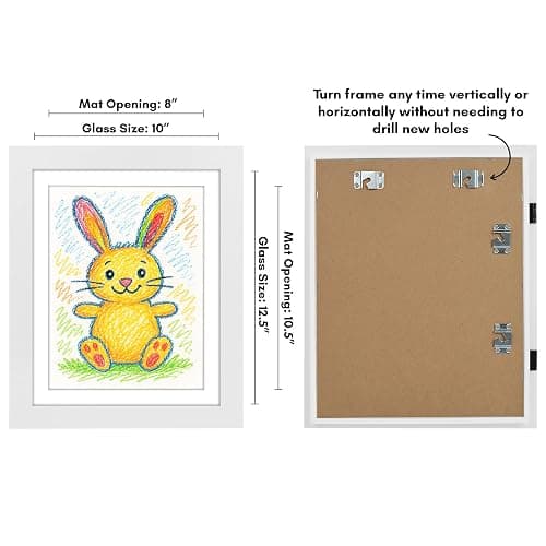 Americanflat Kids Artwork Frame Changeable (White) - Magnetic Door Holds 100 Art Pieces - 8.5x11 Letter Size Display with Mat or 10x12.5 Without Mat - My Mini Masterpiece thumbnail 2