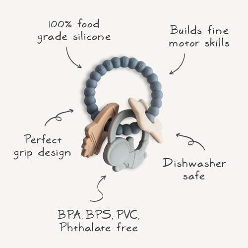 mushie Silicone Space Teething Ring Toy thumbnail 3