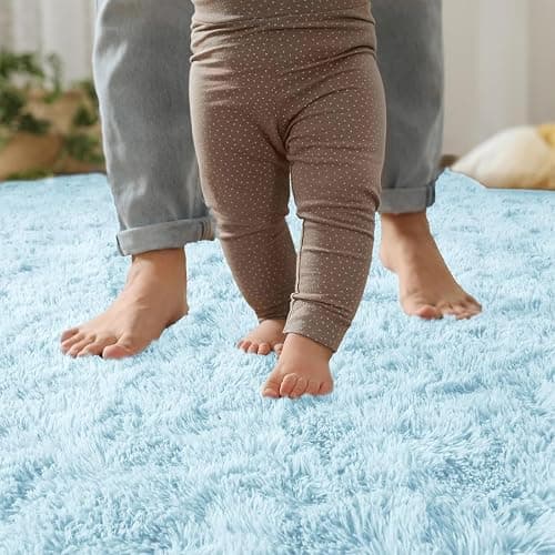 YJ.GWL Area Rugs for Bedroom, 2x3 Door Mat Washable Small Light Blue Bedside Rug,Fluffy Shaggy Entryway Rugs for Living Room, Shag Indoor Floor Carpet for Kids Boy and Girls, Home Decor Aesthetic thumbnail 7