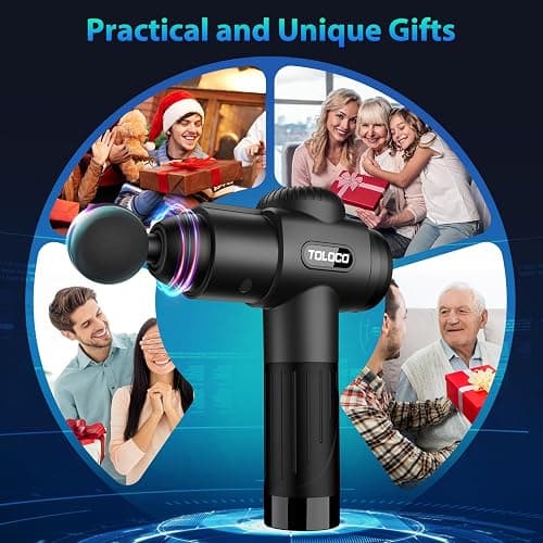 TOLOCO Massage Gun, Deep Tissue Back Massage for Athletes for Pain Relief, Percussion Massager with 10 Massages Heads & Silent Brushless Motor, Gifts for Fathers Day, Black thumbnail 8