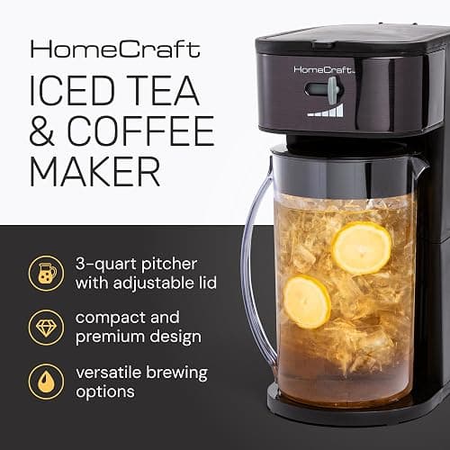 Homecraft 3-Quart Iced Coffee and Tea Maker with Filter Basket, Flavor Enhancer, Adjustable Brew Strength, Black thumbnail 3