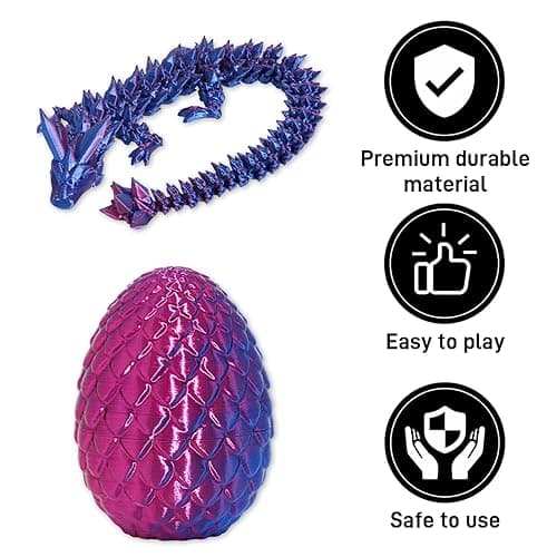 4PCS 3D Printed Dragon Egg Set,Crystal Animals Egg Fidget Toy with Dragon Inside Easter Halloween for Kids (Multicolor+Rainbow) - Multicolor+rainbow thumbnail 4