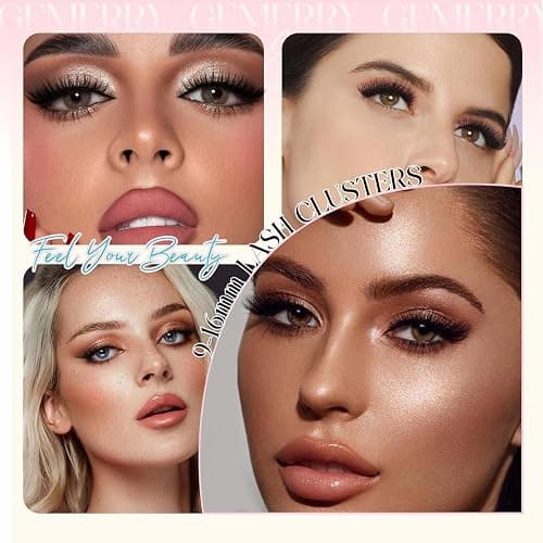 GEMERRY 565Pcs Lash Clusters D Curl Volume Eyelashes Clusters Extensions with Thin Band for DIY at home (30D+40D+50D+60D+80D+100D, 8-16mm) thumbnail 2