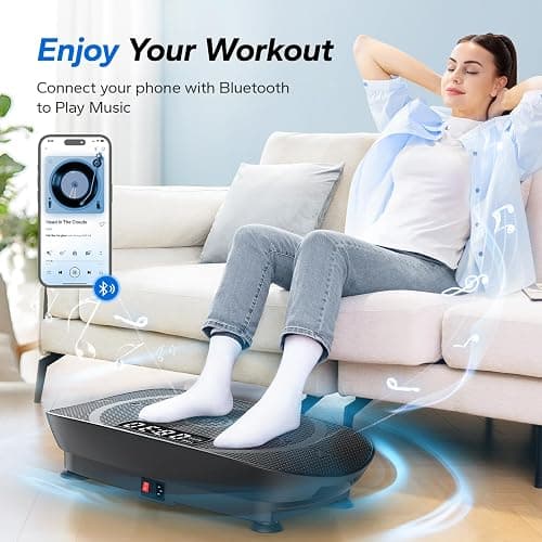 MERACH Vibration Plate Exercise Machine, Whole Body Workout Equipment for Women, Bluetooth and Silicone Pedal, Vibration Plate with Auto Mode, Vibrate Fitness Platform for Home thumbnail 2