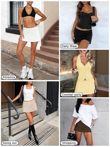 Pungdra Womens Micro Mini Skirt with Shorts Low Rise A-Line Skort for Women Formal Going Out Casual Athletic Tennis Outfits thumbnail 7