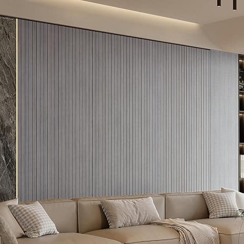 YU LI 3DH Peel and Stick PVC Slat Wall Panel 236"x15.75" Self-Adhesive Thick Faux Grey Wood Grain Wallpaper Panel 3D Soundproof Wall Panels for Walls & Ceilings thumbnail 2