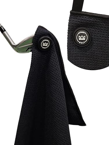 Magnetic Golf Towel for Golf Bags - Microfiber Golf Towels for Men & Women - Waffle Golf Bag Towel with Magnet (Black) - Image 1