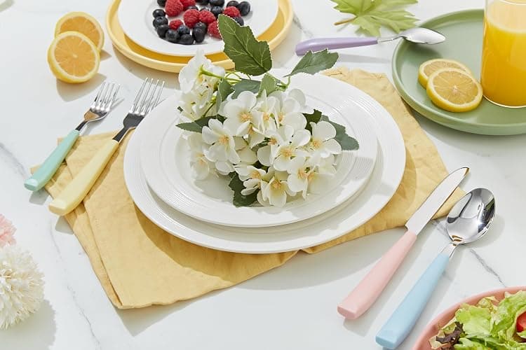 ANNOVA Silverware Set Stainless Steel Colorful Handle Tableware Kitchen Flatware Set Utensils, Includes Dinner Knives, Forks, Spoons, Salad Forks & Dessert Spoons (Pastel Mix, 20 Pieces) thumbnail 6