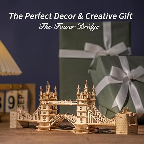 ROBOTIME 3D Puzzle Wooden Craft Kits with LED Light DIY Tower Bridge Construction Model Kit to Build for Teens Brain Teaser Puzzle Home Decor Birthday Gifts thumbnail 7