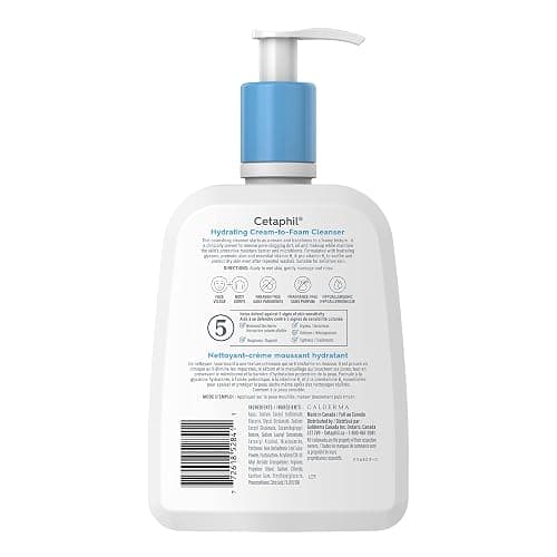 Cetaphil Cream to Foam Face Wash, Hydrating Foaming Cream Cleanser, For Normal to Dry, Sensitive Skin, with Soothing Aloe,Glycerin and Niacinamide, Hypoallergenic, Fragrance Free, 473 ml thumbnail 10