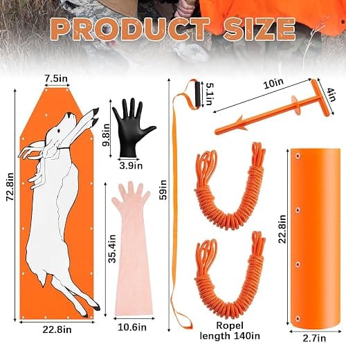 Lunmon Heavy Duty Deer Drag Sled - 1.2 mm Thickened Tear-resistant Hunting Sled Hauler, Complete Deer Cart Game Accessories (includes Gloves & Gutting Kit Tool), Christmas Hunting Gifts for Men Hunter thumbnail 2