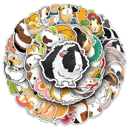 Lovely Guinea Pig Vinyl Stickers, 50 PCS Waterproof Cartoon Animal Decals for Laptops, Scrapbooking, Journals, Notebooks, Water Bottles, Suitcases, Phones & DIY Decor - Image 1