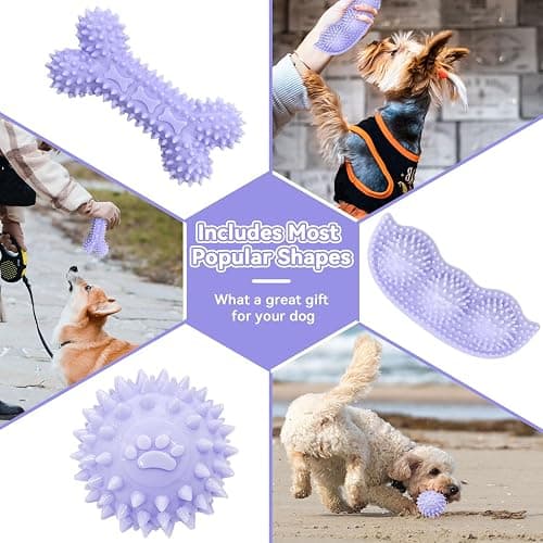 Petcare 6 Pack Puppy Teething Toys, Cute Purple Small Dog Chew Toys for Puppies 0-6 Months, Soft Rubber Rope Dog Teething Toys, Best Small Puppy Toys, Puppy Essentials Supplies thumbnail 3