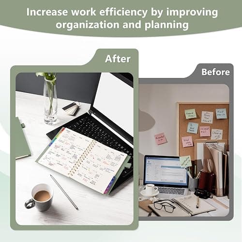 EMSHOI 2026 Planner, Weekly and Monthly, JAN 2026 - DEC 2026, A5 (5.7" x 8.3"), 100GSM Thick Paper, PVC Cover, Colorful Tabs - 2026 Calendar Organizer for Work, School, Home, LightGreen thumbnail 7