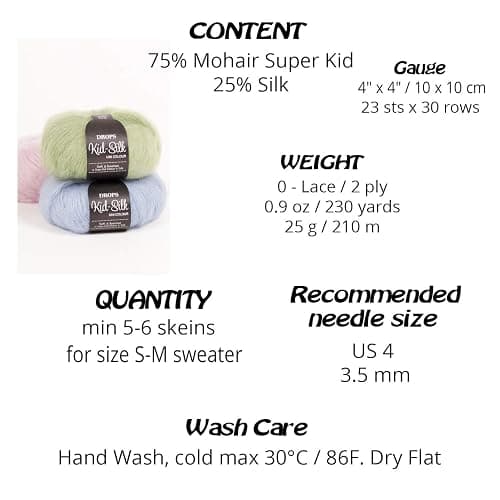 Mohair and Silk Yarn Drops Kid-Silk, 0 or Lace, 2 Ply, 0.9 oz 230 Yards per Ball (02 Black) thumbnail 3