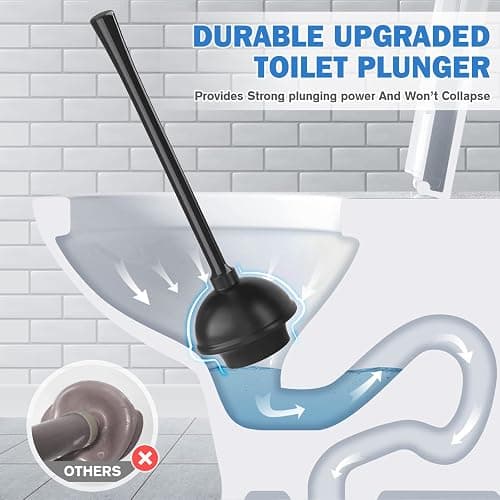 Toilet Plunger and Brush, Bowl Brush and Heavy Duty Toilet Plunger Set with Ventilated Holder, 2-in-1 Bathroom Cleaning Combo with Modern Caddy Stand for 5.7-inch Toilet Drain(Black, 2 Set) thumbnail 3