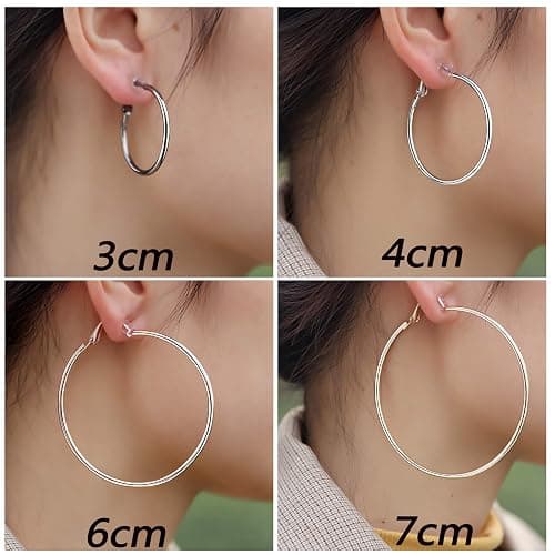 15 Pairs Wholesale Clip on Earrings for Women -Clip on Hoop Earring - Fake Hoops Clipon Earing Fake Earings Set Clip-on Hoops Clipon Ear Ring Pack thumbnail 2