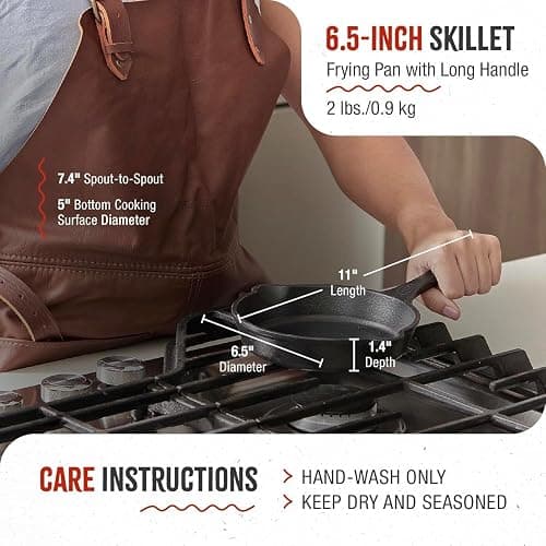 Victoria 6.5 Inch Mini Cast Iron Skillet. Small Frying Pan,Seasoned with 100% Kosher Certified Non-GMO Flaxseed Oil (SKL-206) thumbnail 6
