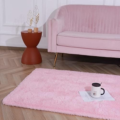 Softlife Pink Fluffy Area Rugs for Living Room, 6x9 Feet Rug for Bedroom Ultra Soft Girls and Boys Room Kids Room Nursery Rug, Shaggy Fur Indoor Plush Modern Floor Carpet Christmas Decor, Pink thumbnail 2