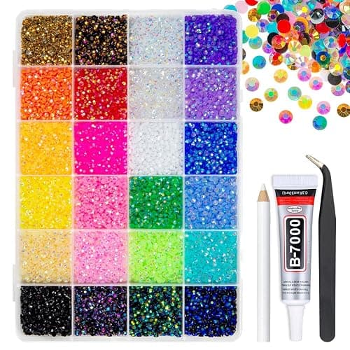 qiipii 24 Color 13800pcs 3mm Jelly Resin Rhinestones for Bedazzling Crafting Flatback Stones Colorful AB Gems Diamonds for Nails Eyes Face Makeup Tumblers Bottles DIY Crafts Clothes Shoes Phones - Image 1