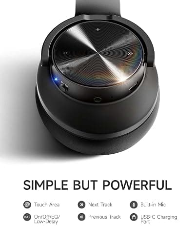 Picun B8 Bluetooth Headphones, 120H Playtime Headphone Wireless Bluetooth with 3 EQ Modes, Low Latency, Hands-Free Calls, Over Ear Headphones for Travel Home Office Cellphone PC Black thumbnail 7