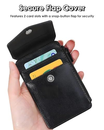 Teskyer ID Badge Holder with Lanyard, 1 Zip Pocket and 4 Card Slots, Lanyard ID Card Holder Wallet for Office School Work Badges, Cruise Ship Cards, Pass Cards - Black thumbnail 4