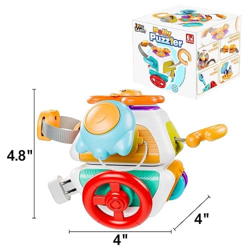 iPlay, iLearn 10 in 1 Baby Busy Board Cube, Montessori Sensory Toy Toddler 1-3, Infant Carseat Plane Travel, Kid Education Learning Activity, Birthday Gift 6 9 10 12 18 Month 1 2 Year Old Boy Girl thumbnail 2