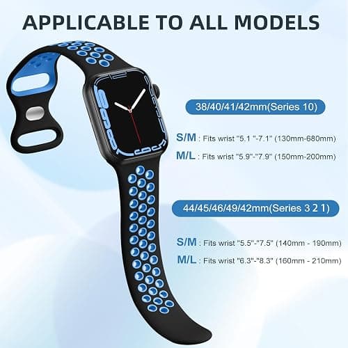 Lerobo 5 Pack Sport Band Compatible for Apple Watch Band 46mm 44mm 45mm 49mm 42mm 41mm 40mm 38mm Men Women, Breathable Silicone Strap for iWatch Series 11 10 9 8 7 6 5 4 3 2 SE 3 2nd Gen Ultra 3 2 1 thumbnail 4