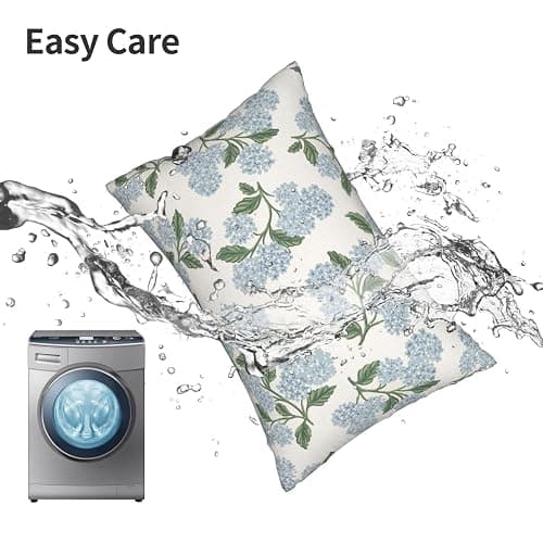 DAFENA Spring Pillow Covers 12x20 Inch 2 Pcs Blue Green Hydrangea Flower Decor Throw Pillows Vintage Floral Seasonal Summer Outdoor Decoration Lumbar Pillowcase Linen Cushion Cover for Couch Sofa thumbnail 7