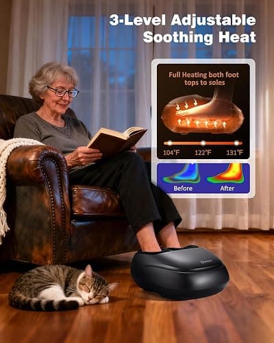 Shiatsu Foot Massager with Heat, Deep Kneading Foot Massager Machine with Remote, Compression, Multi-Massage Modes, Auto-Off Timers, for Plantar Fasciitis, Neuropathy Pain, Relax for Home or Office thumbnail 4