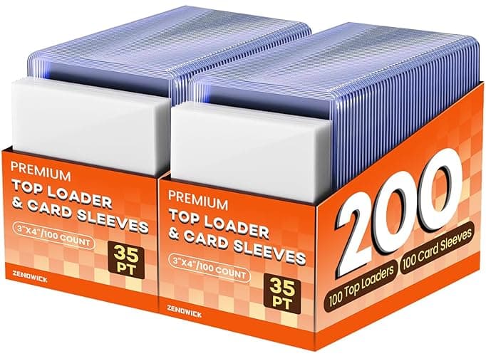 200 Card Sleeves Top Loaders for Cards, 3" x 4" Hard Plastic Toploaders, Baseball Card Protectors, Trading Card Holder for Football Sports Cards (100 Toploaders + 100 Penny Sleeves) - 100 Hard Sleeves + 100 Soft Sleeves
