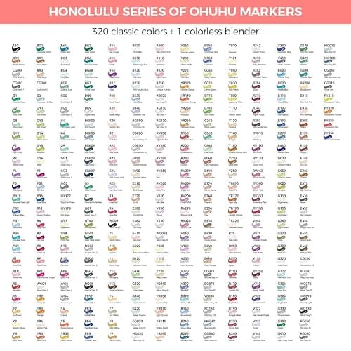 Ohuhu Refillable 320 Colors Alcohol Markers Brush Tip- Double Tipped Alcohol-based Art Sketch Marker Set for Artist Adults Coloring Illustration - Honolulu B of Ohuhu Markers -Brush & Fine Dual Tips - Fine & Brush thumbnail 5