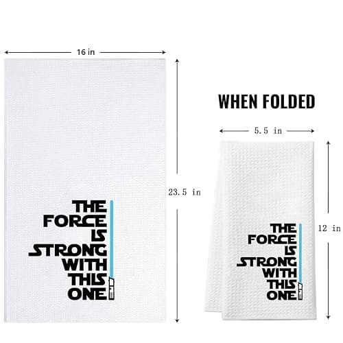 ZJXHPO Movie Inspired Kitchen Towel The Force is Strong with This One Waffle Absorbent Towel Kitchen Decor Housewarming Gift thumbnail 3