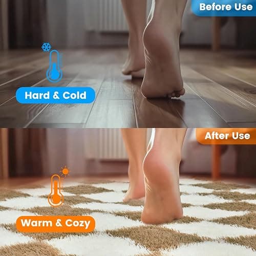 Ecoshag Soft Rugs for Living Room, 2x6 Ft Beige and White Checkered Fluffy Shaggy Rugs for Indoor Use, High Pile Ultra Fuzzy Rug for Bedroom Kids Nursery Rooms,Home Decor Aesthetic thumbnail 3