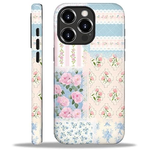 COTAIL Case Designed for iPhone 16 Pro, Hybrid 2-Layer Case, Military-Grade Protection Durable Shockproof Anti-Scratch Phone Case, Floral Lace Patchwork - Image 1