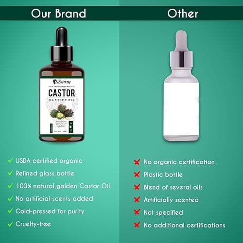 Kanzy Organic Castor Oil for Eyelashes and Eyebrows 50ml Cold Pressed for Hair Growth 100% Natural and Pure with Brushes for Hair, Beard, Nails, and Skin thumbnail 7