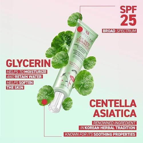 Erborian CC Red Color Correcting SPF 25 Green Pigment Cream, Neutralizes Redness, Calms Skin, Lightweight, Tone‑Perfecting Primer, Korean Skincare thumbnail 3