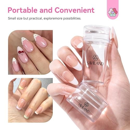 Saviland French Tip Nail Stamp: 4PCS Nail Art Stamper Kit Clear Silicone Nails Stamping Long & Short Jelly Stamper with Scrapers Nails Stamper Kit for French Manicure Home DIY Salon thumbnail 7