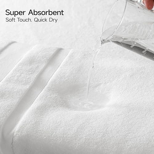 REDKISS 100% Cotton Bath Towels Set of 2, Extra Large Bath Sheets 35 X 70 Inches, 800 G, Quick Dry, Ultra Soft & Super Absorbent Bathroom Towel Sets for Bathroom, Gym, Spa, Pool & Hotel, White thumbnail 5
