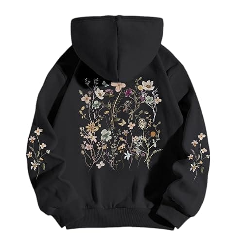 Sulayesh Women's Floral Printed Hoodies Vintage Aesthetic Flower Graphic Sweatshirt Cute Boho Fleece Thermal Hoodie Pullover - Image 1