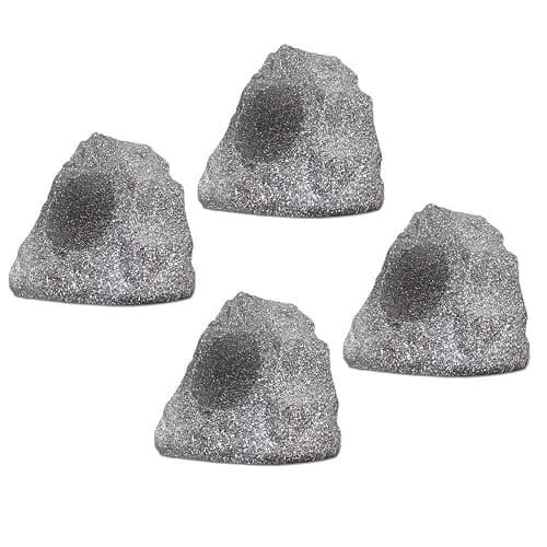 Theater Solutions 4R4G New Wired Outdoor Garden Waterproof Granite Rock Patio Speakers (set of 4) - Image 1