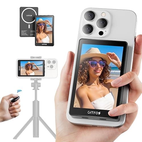 Gitfos Vlog - Pantalla de monitor selfie para iPhone, grabación con cable 4K 30 fps, con cable USB-C de 40 Gbps, salida de audio con cable, selfie magnético dual para selfie Vlog, transmisión en vivo thumbnail 2