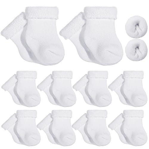 Twistover 10 Pairs Preemie Baby Terry Cotton Turn Cuff Socks for Newborn Girls Boys - Nicu - Image 1