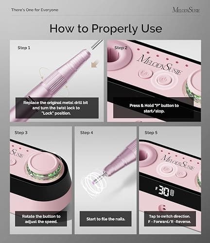 MelodySusie Professioneller Tisch-Nagelfräser SC320A für Nageldesigner | 30.000 U/min, Wiederaufladbar, LED-Anzeige, Aufsatzhaltern, zum Nageldesign & Gel-Entfernung, für Salon thumbnail 7